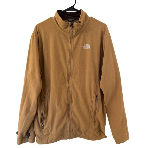 Men's The North Face Brown Camel Full Zip Fleece Mock Neck Outdoor Warm Hiking L - Picture 1 of 8